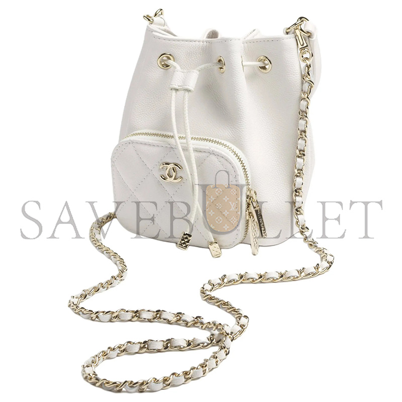 Ch**el 25b bucket bag in grained embossed shiny calfskin ap4775 (12.5*10*7.5cm)
